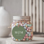 Deep Sage Green Monogram Ampersand Script Wedding Bedankjes Labels