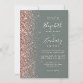 Deep Sage Green Rose Gold Glitter Wedding Kaart (Voorkant)
