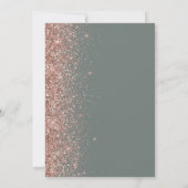 Deep Sage Green Rose Gold Glitter Wedding Kaart (Achterkant)