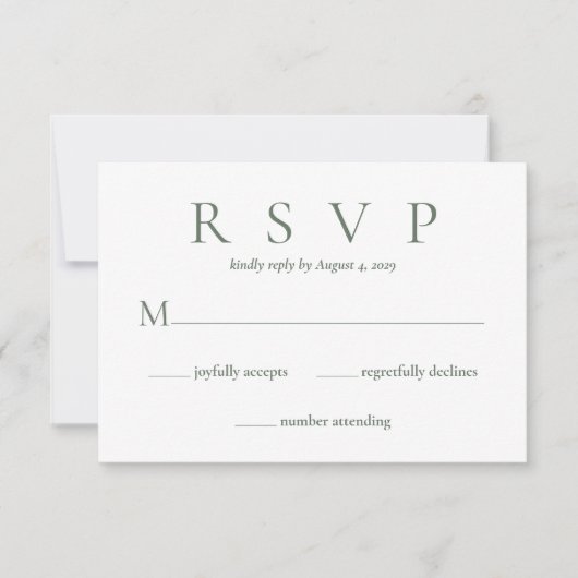 Deep Sage Green Wedding Response Kaart (Voorkant)