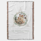 Deep Sage Wreath Monogram Photo Family Keepsake Deken (Voorkant Verticaal)