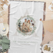 Deep Sage Wreath Monogram Photo Family Keepsake Deken