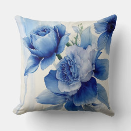 Deep Sapphire Blue Waterverf Kussen