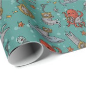 Deep Sea Diver Cats Wrapping Paper Cadeaupapier (Rol Hoek)