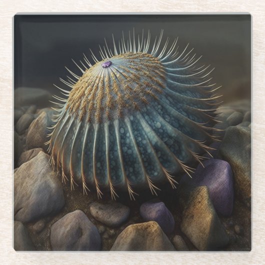 Deep Sea Urchin Glazen Onderzetter (Voorkant)