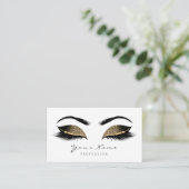 Deep Sepia Glitter Makeup Artist Lash Black White Afsprakenkaartje (Staand voorkant)