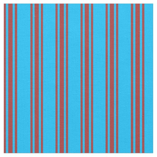 Deep Sky Blue en Brown Lined/Striped Pattern Stof (Close Up)