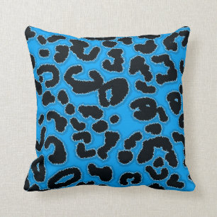 Deep Sky Blue Leopard Animal Print Kussen