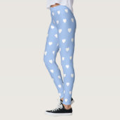 Deep Sky Blue met witte harten Leggings (Links)