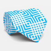 Deep Sky Blue Modern Geometric Stropdas (Opgerold)