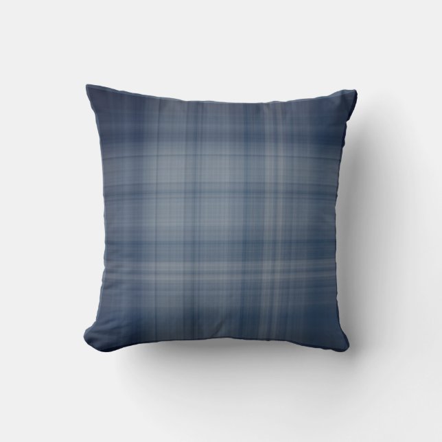 Deep Sky Blue Plaid Kussen (Voorkant)