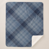 Deep Sky Blue Plaid Sherpa Deken (Voorkant)