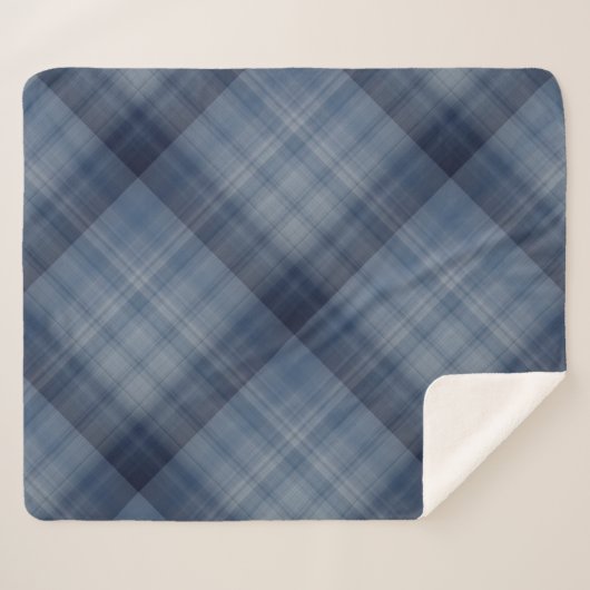 Deep Sky Blue Plaid Sherpa Deken (Voorkant (horizontaal))