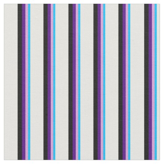 Deep Sky Blue, Plum, Indigo, Black & White Lines Stof (Close Up)