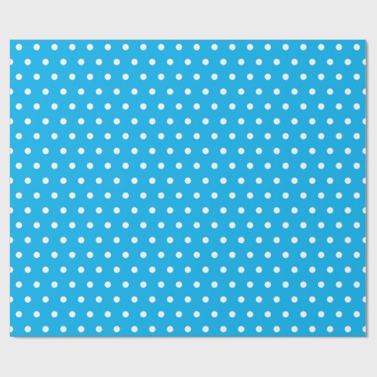 Deep Sky Blue Polka Dot Cadeaupapier (Vlak)