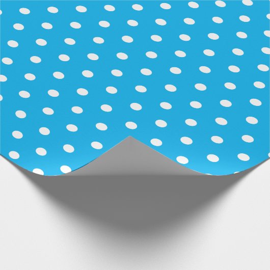 Deep Sky Blue Polka Dot Cadeaupapier (Hoek)