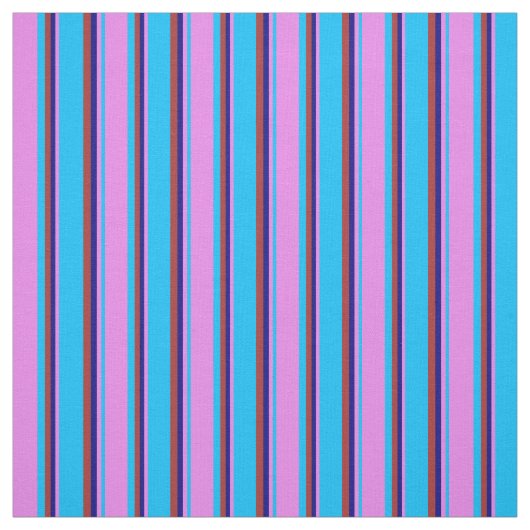 Deep Sky Blue, Violet, Blue & Brown Pattern Stof (Swatch)