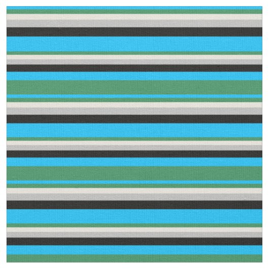 Deep Sky Blue, Zee Green, Beige, Grey en Black Stof (Close Up)