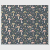 Deep Slate Blue Moody Mushroom Seamless Pattern Cadeaupapier (Vlak)