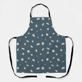 Deep Slate Blue White Plum Blossom Floral Pattern Schort (Voorkant)