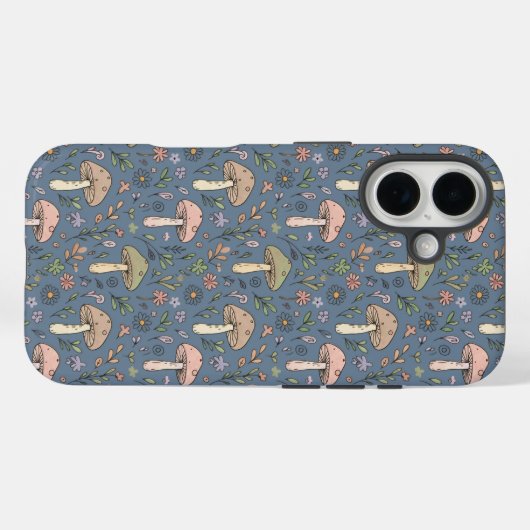 Deep Slate Gray Fungi Seamless Pattern Gothic Case-Mate iPhone Case (Achterkant (horizontaal))
