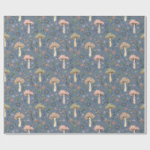 Deep Slate Gray Moody Fungi Seamless Pattern Cadeaupapier (Vlak)