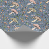 Deep Slate Gray Moody Fungi Seamless Pattern Cadeaupapier (Hoek)