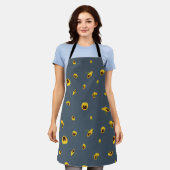 Deep Slate Japanese Yellow Pansy Floral Pattern Schort (Gedragen)
