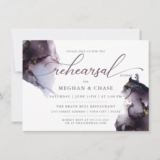 Deep Smoky Paars Gem Geode Uitnodiging (Voorkant)