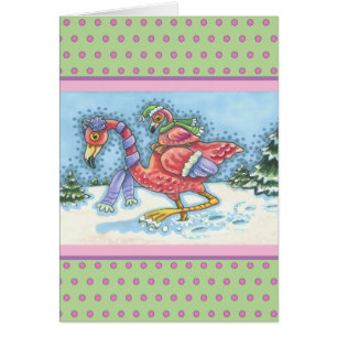 DEEP SNEEUW PINK FLAMINGO, CHRISTMAS WENSKAART V