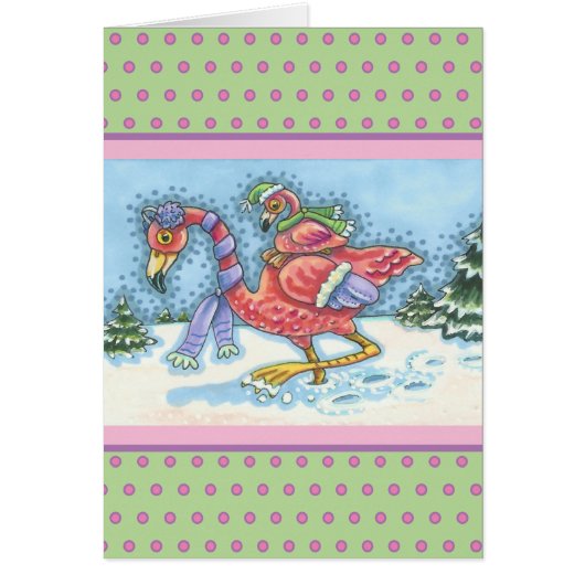 DEEP SNEEUW PINK FLAMINGO, CHRISTMAS WENSKAART V (Voorkant)