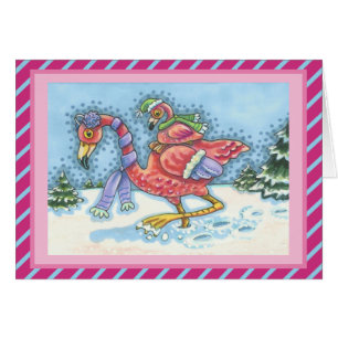 DEEP SNEEUW PINK FLAMINGO, CHRISTMAS WENSKAART V