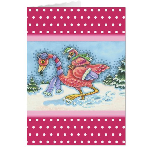 DEEP SNEEUW PINK FLAMINGO, CHRISTMAS WENSKAART V (Voorkant)