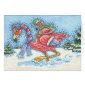 DEEP SNEEUW PINK FLAMINGO, HOLIDAY GREETCARD B (Voorkant Horizontaal)