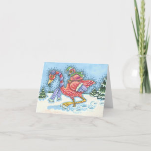 DEEP SNEEUWPINK FLAMINGOS HOLIDAY GREETCARD FEESTDAGEN KAART