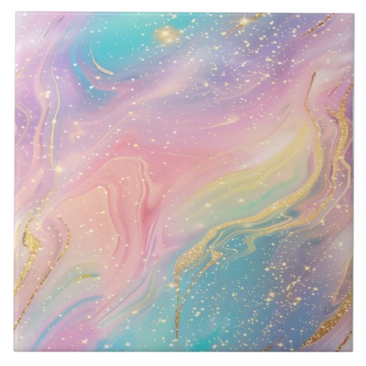 Deep Space Abstract pastelglitterpatroon Tegeltje (Voorkant)