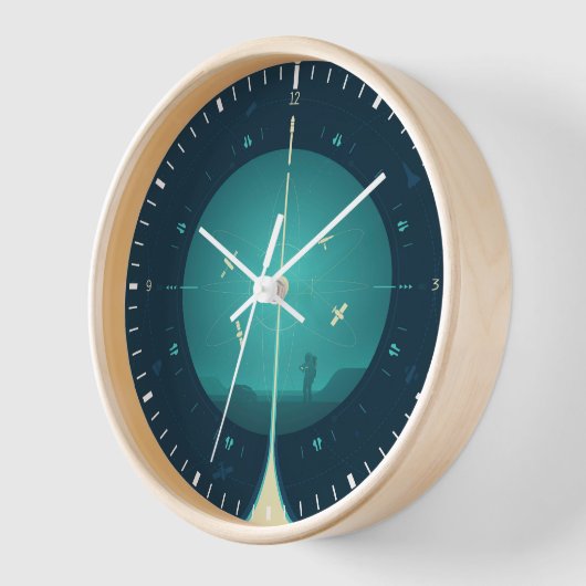 Deep Space Atomic Clock Poster, blauwe versie. (Hoek)