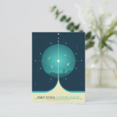 Deep Space Atomic Clock Poster, blauwe versie. Briefkaart (Staand voorkant)