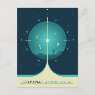 Deep Space Atomic Clock Poster, blauwe versie. Briefkaart