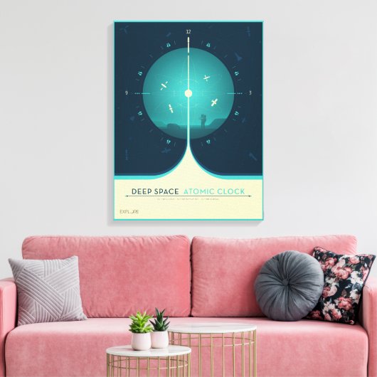 Deep Space Atomic Clock Poster, blauwe versie. Canvas Afdruk (Insitu (Woonkamer))