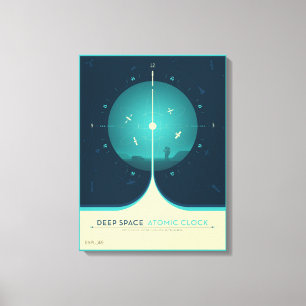 Deep Space Atomic Clock Poster, blauwe versie. Canvas Afdruk