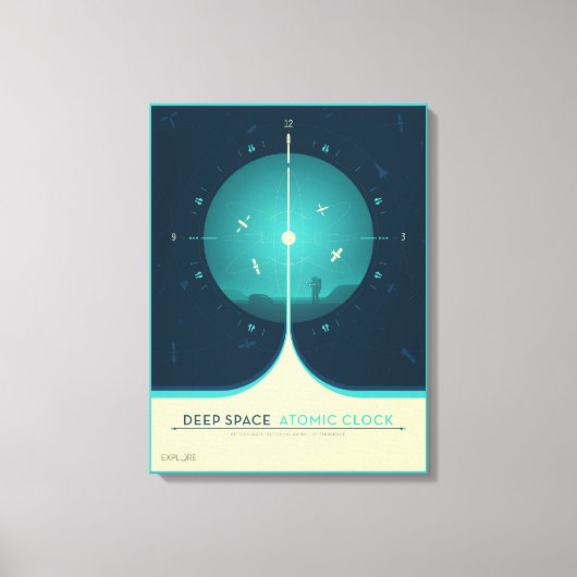 Deep Space Atomic Clock Poster, blauwe versie. Canvas Afdruk (Voorkant)