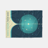 Deep Space Atomic Clock Poster, blauwe versie. Fleece Deken (Voorkant (Horizontaal))