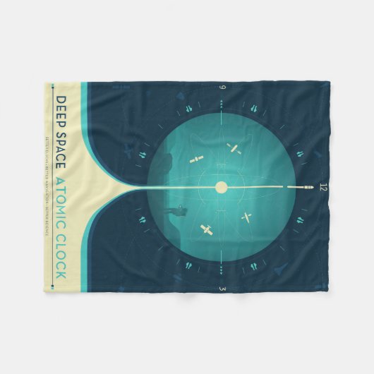 Deep Space Atomic Clock Poster, blauwe versie. Fleece Deken (Voorkant (Horizontaal))