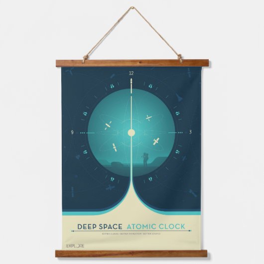 Deep Space Atomic Clock Poster, blauwe versie. Hangend Wandkleed (Voorkant)