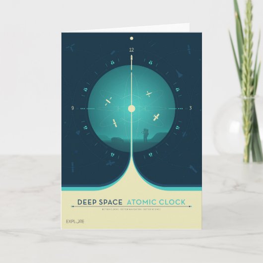 Deep Space Atomic Clock Poster, blauwe versie. Kaart (Voorkant)