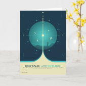 Deep Space Atomic Clock Poster, blauwe versie. Kaart (Gele Bloem)