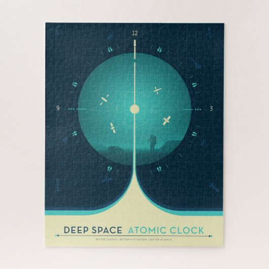 Deep Space Atomic Clock Poster, blauwe versie. Legpuzzel (Verticaal)