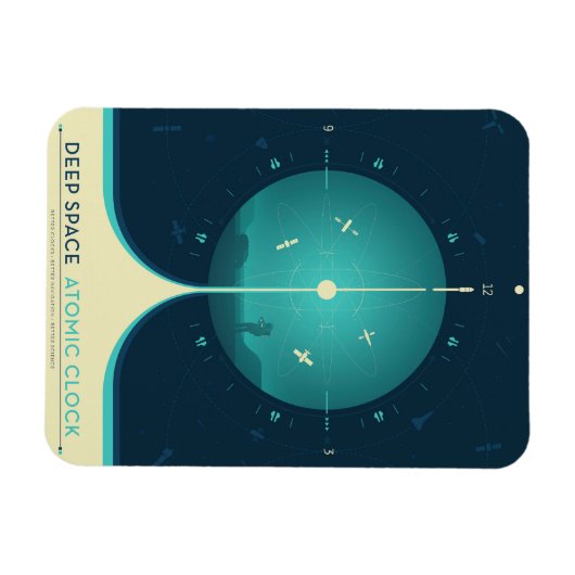 Deep Space Atomic Clock Poster, blauwe versie. Magneet (Horizontaal)