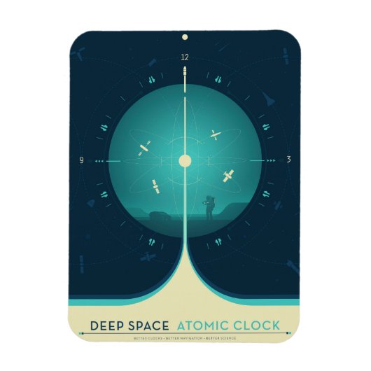 Deep Space Atomic Clock Poster, blauwe versie. Magneet (Verticaal)
